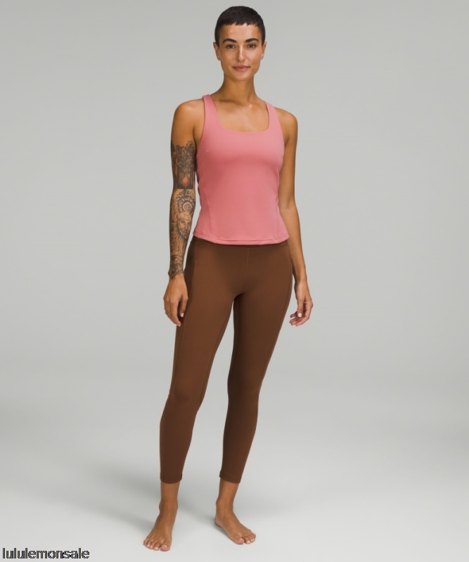 Lululemon Damen DELULU044 | Geröstete Braune Align Hoch Sitzende Hose Mit Taschen 25